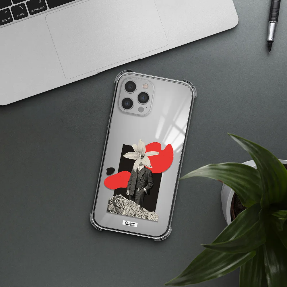 a man in a suit with a flower head Apple iPhone 12 pro max Clear PC Case