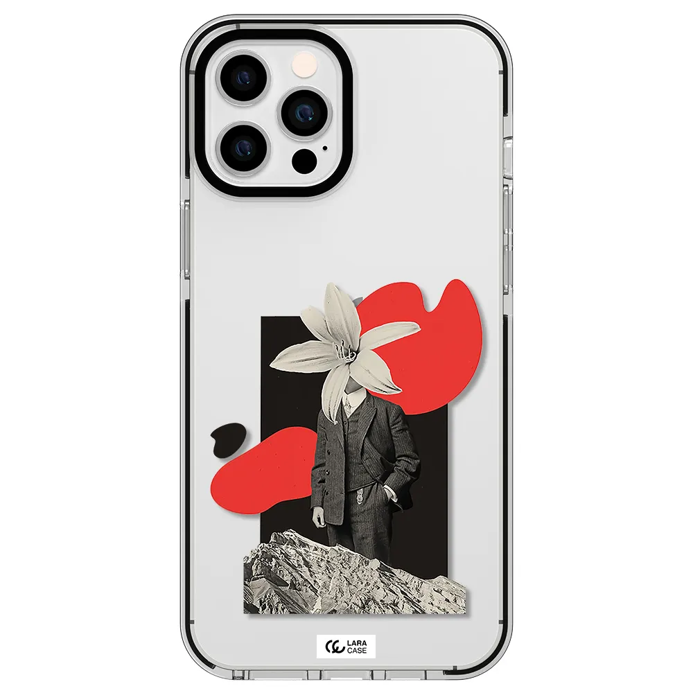a man in a suit with a flower head Apple iPhone 12 pro max impact black border Case