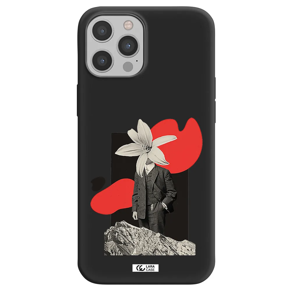 a man in a suit with a flower head Apple iPhone 12 pro Silicone black Case