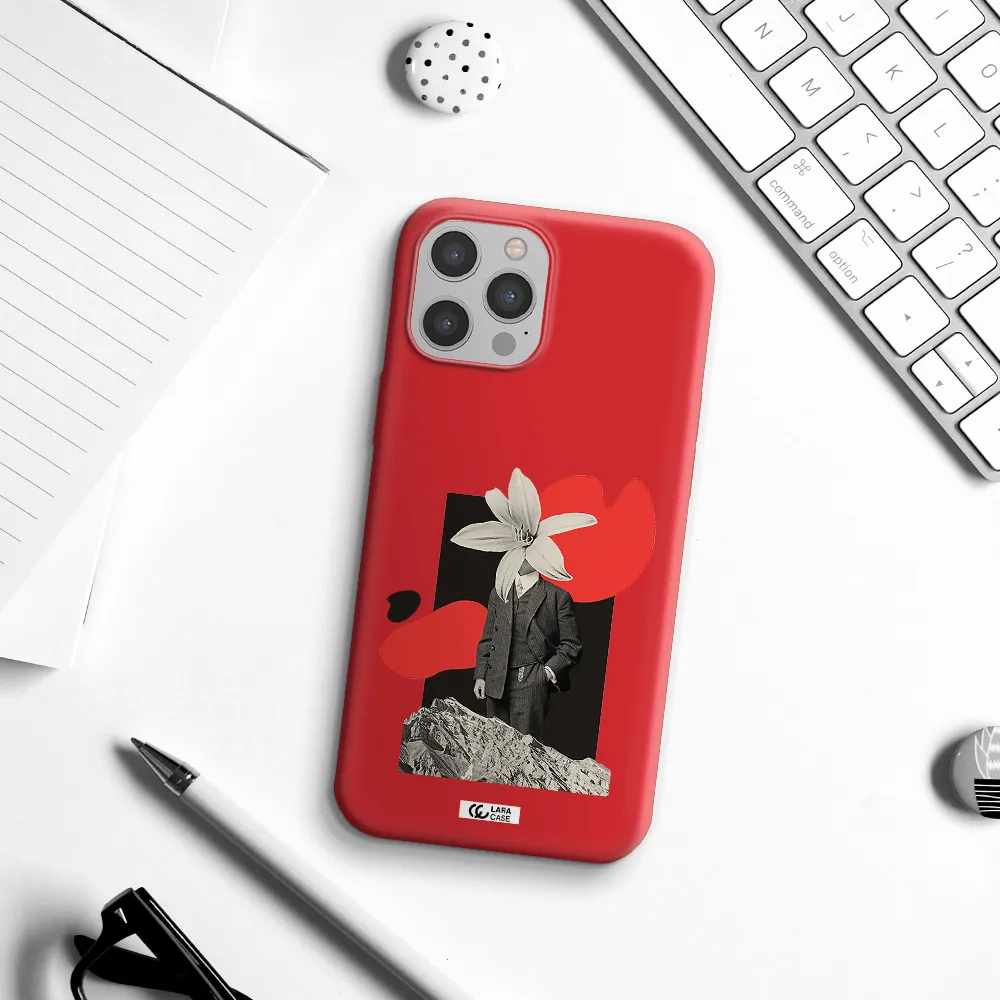 a man in a suit with a flower head Apple iPhone 12 pro Silicone Imperial Red Case