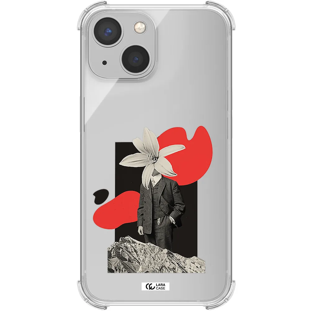 a man in a suit with a flower head Apple iPhone 13 Clear PC Case