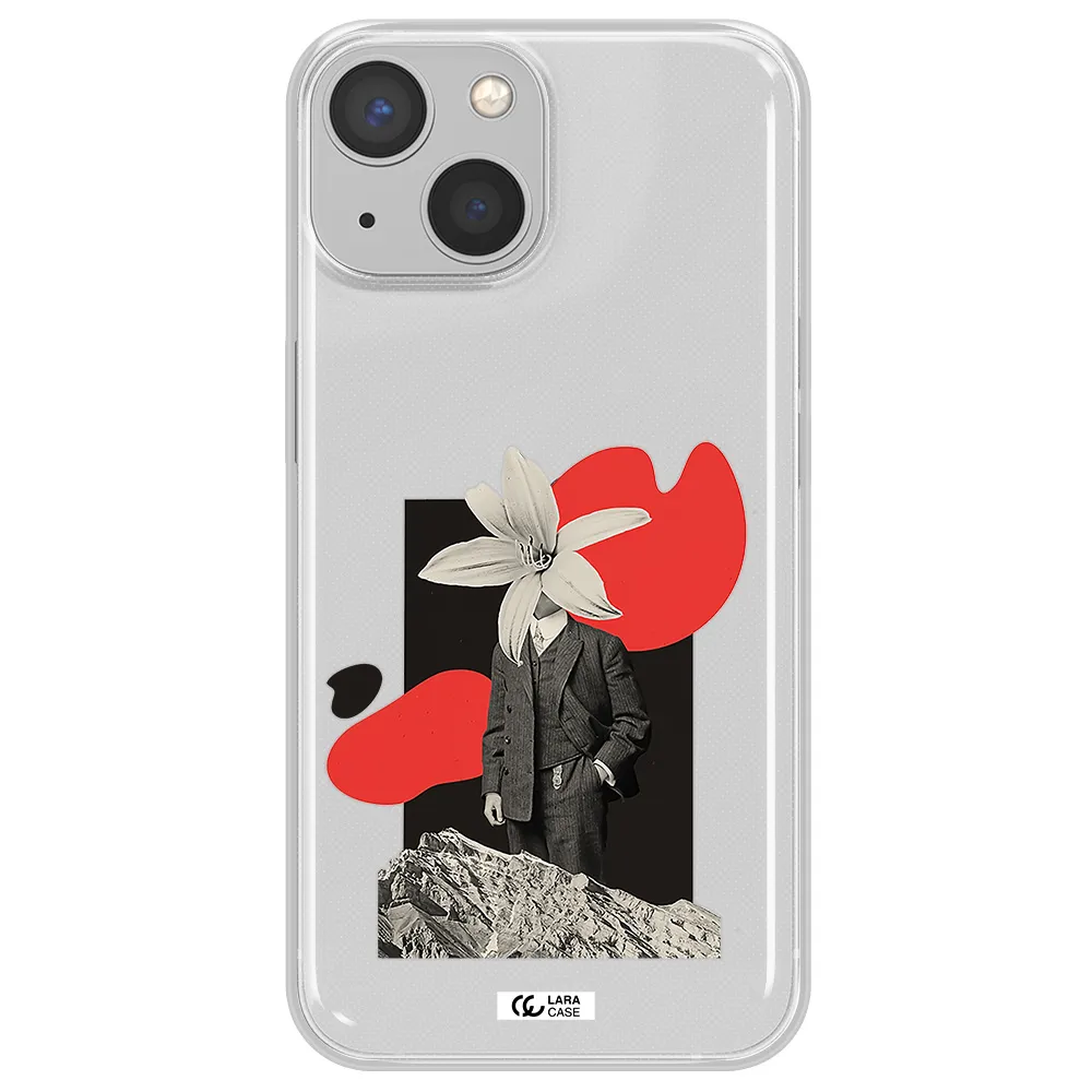 a man in a suit with a flower head Apple iPhone 13 Clear TPU Case