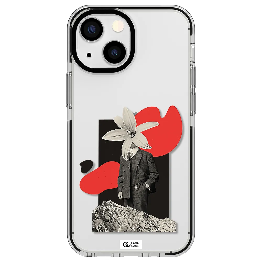 a man in a suit with a flower head Apple iPhone 13 mini impact black border Case