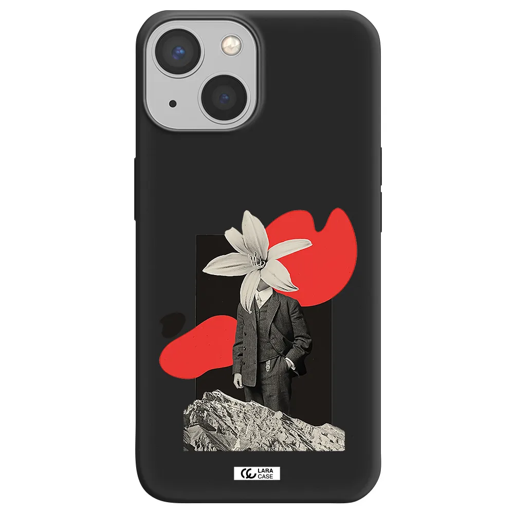 a man in a suit with a flower head Apple iPhone 13 mini Silicone black Case