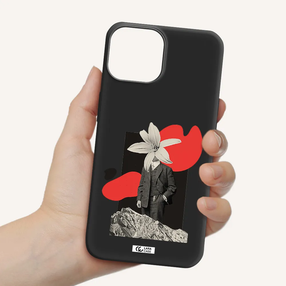 a man in a suit with a flower head Apple iPhone 13 mini Silicone black Case