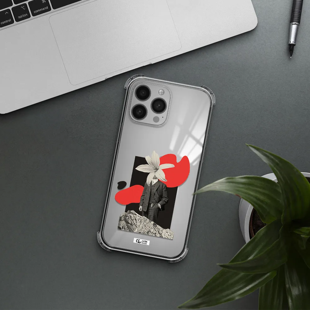 a man in a suit with a flower head Apple iPhone 13 Pro Clear PC Case