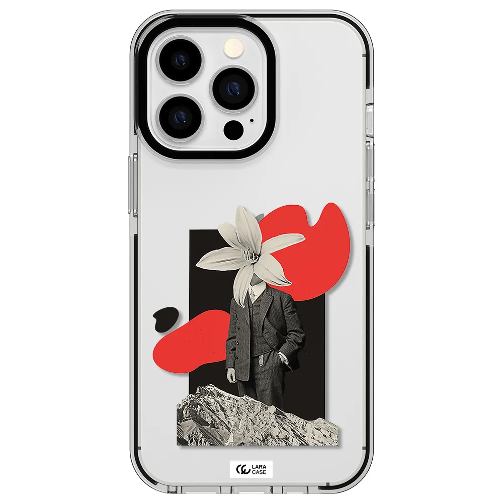 a man in a suit with a flower head Apple iPhone 13 Pro impact black border Case