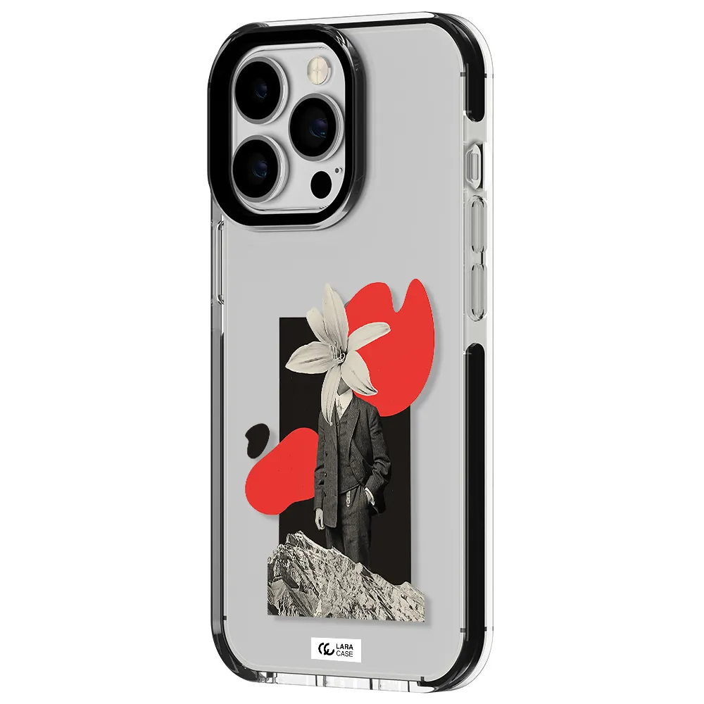 a man in a suit with a flower head Apple iPhone 13 Pro impact black border Case