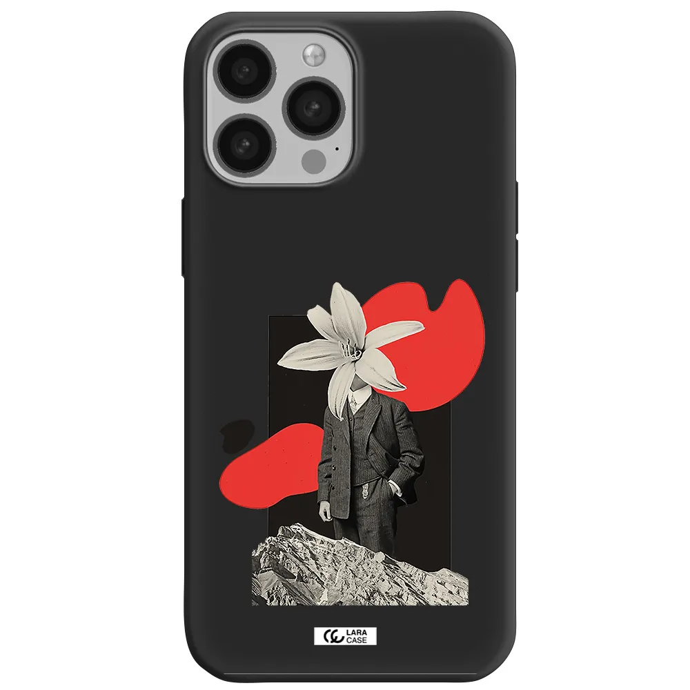 a man in a suit with a flower head Apple iPhone 13 Pro Silicone black Case