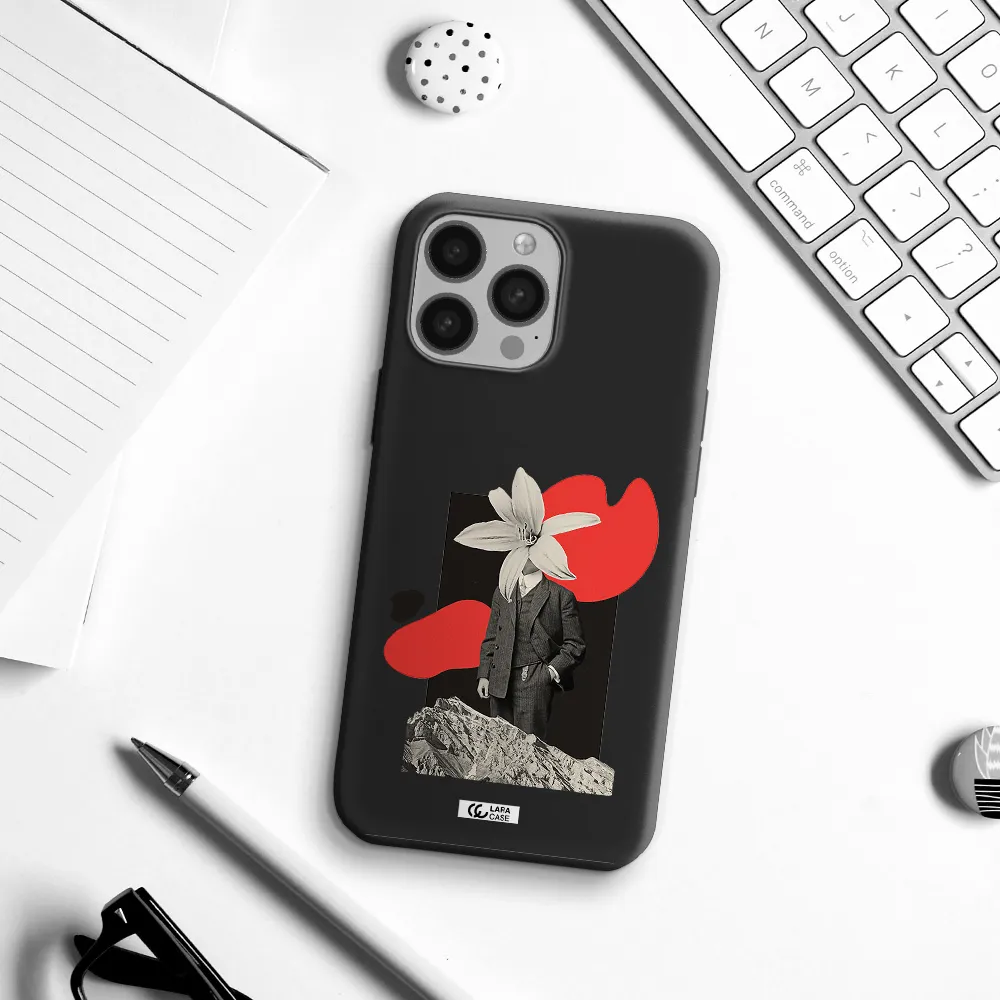 a man in a suit with a flower head Apple iPhone 13 Pro Silicone black Case