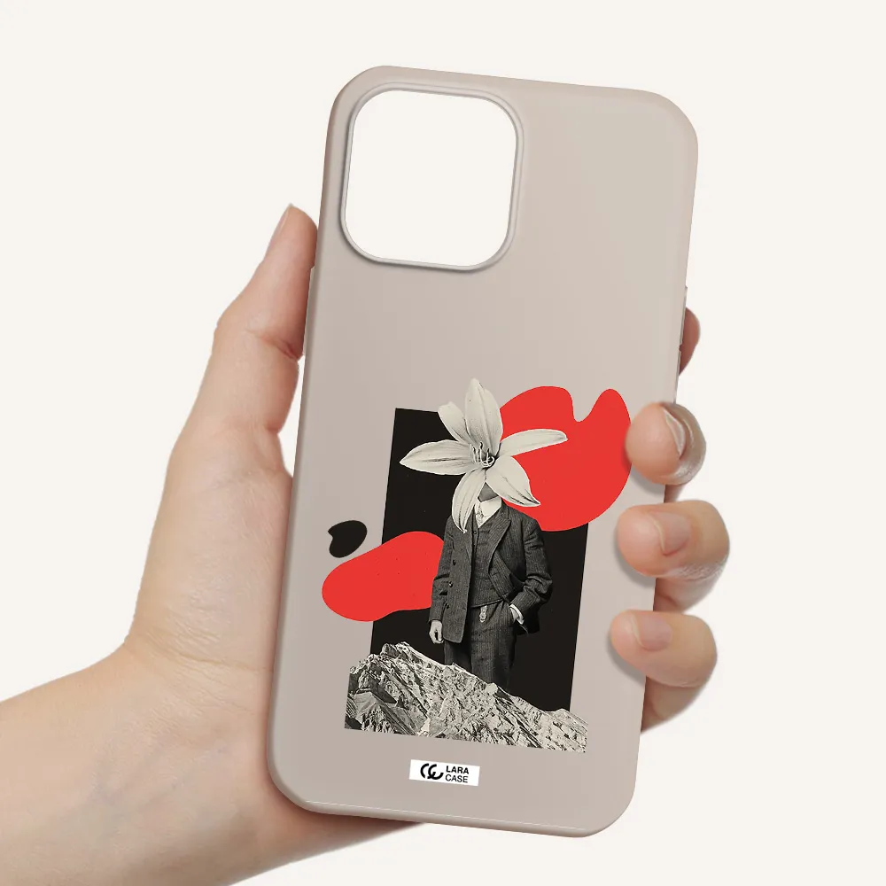 a man in a suit with a flower head Apple iPhone 13 Pro Silicone Stone Case