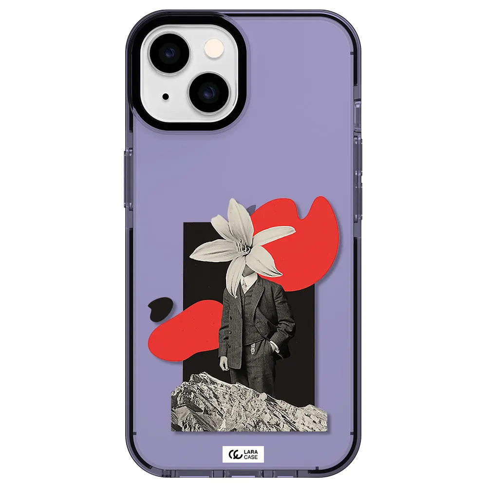 a man in a suit with a flower head Apple iPhone 14 impact Lilac Case