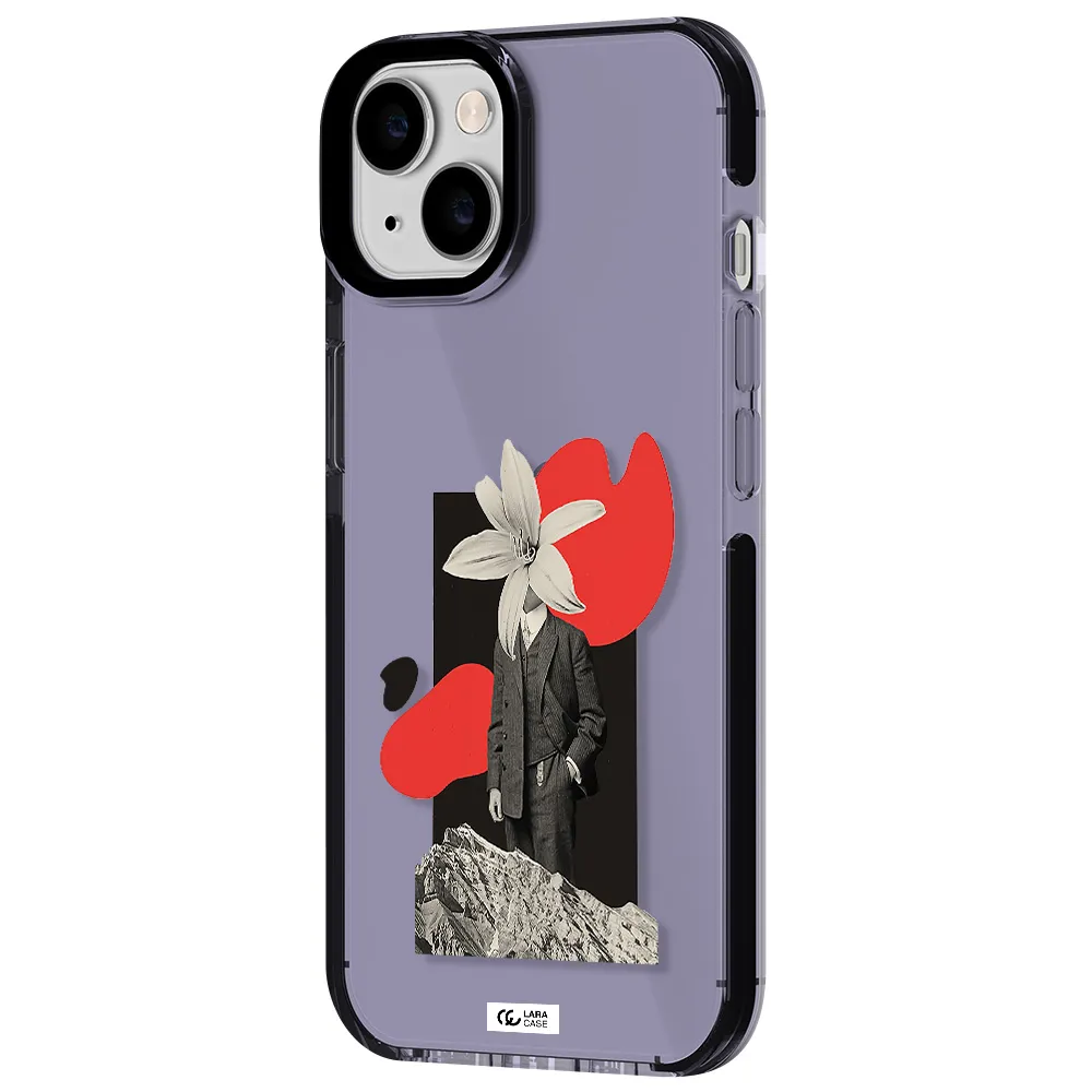a man in a suit with a flower head Apple iPhone 14 impact Lilac Case