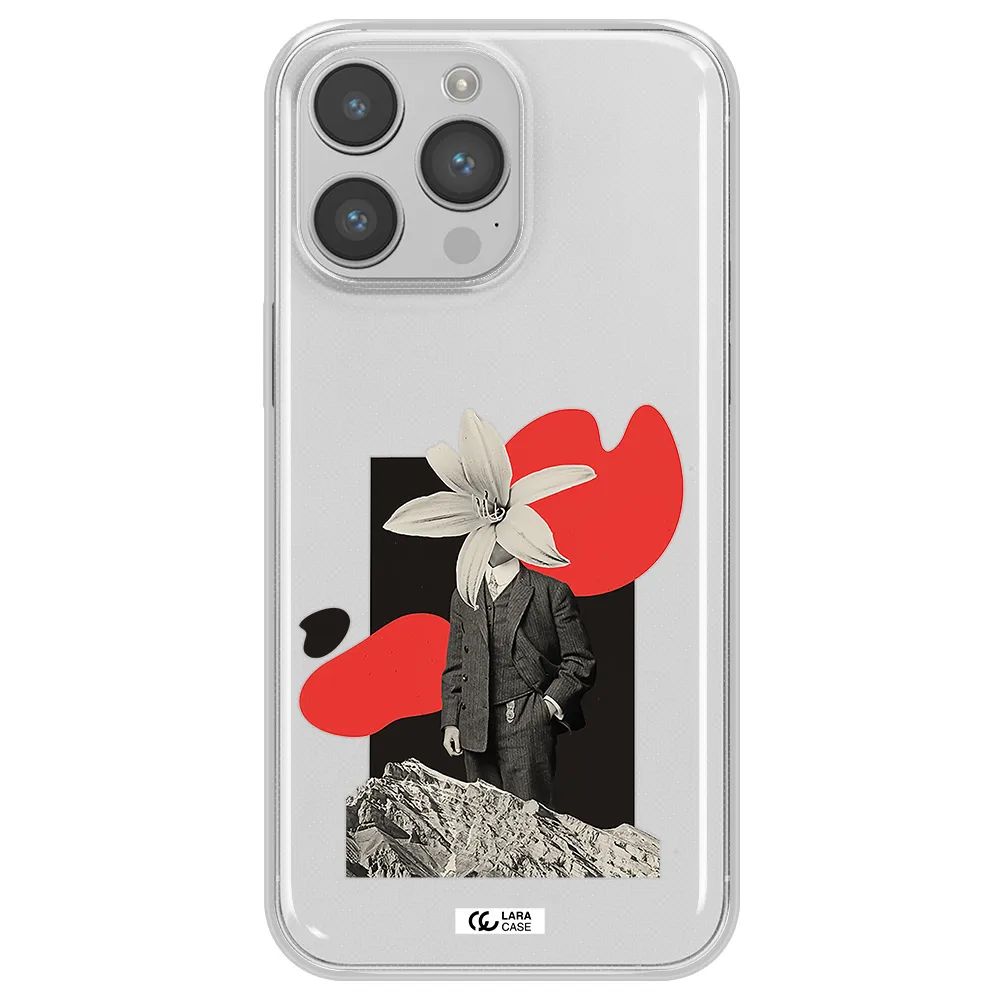 a man in a suit with a flower head Apple iPhone 14 pro Clear TPU Case