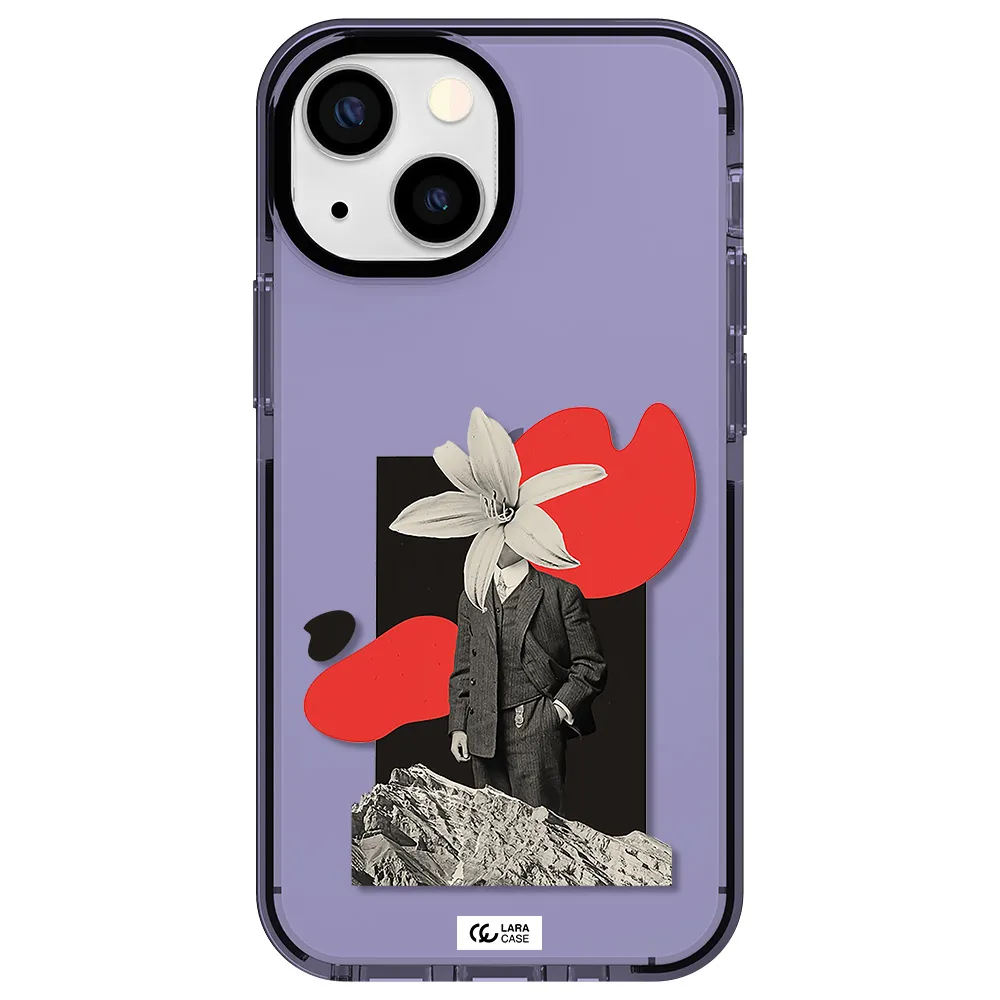 a man in a suit with a flower head Apple iPhone 15 impact Lilac Case