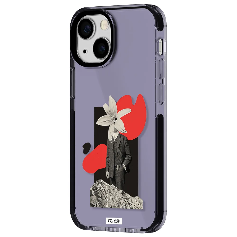 a man in a suit with a flower head Apple iPhone 15 impact Lilac Case