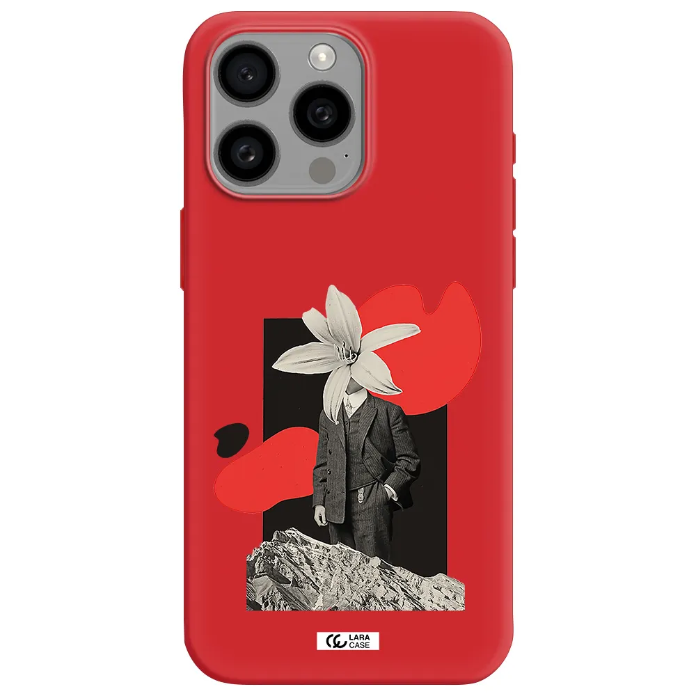 A Man In A Suit With A Flower Head Apple Iphone 15 Pro Max Silicone Imperial Red Case