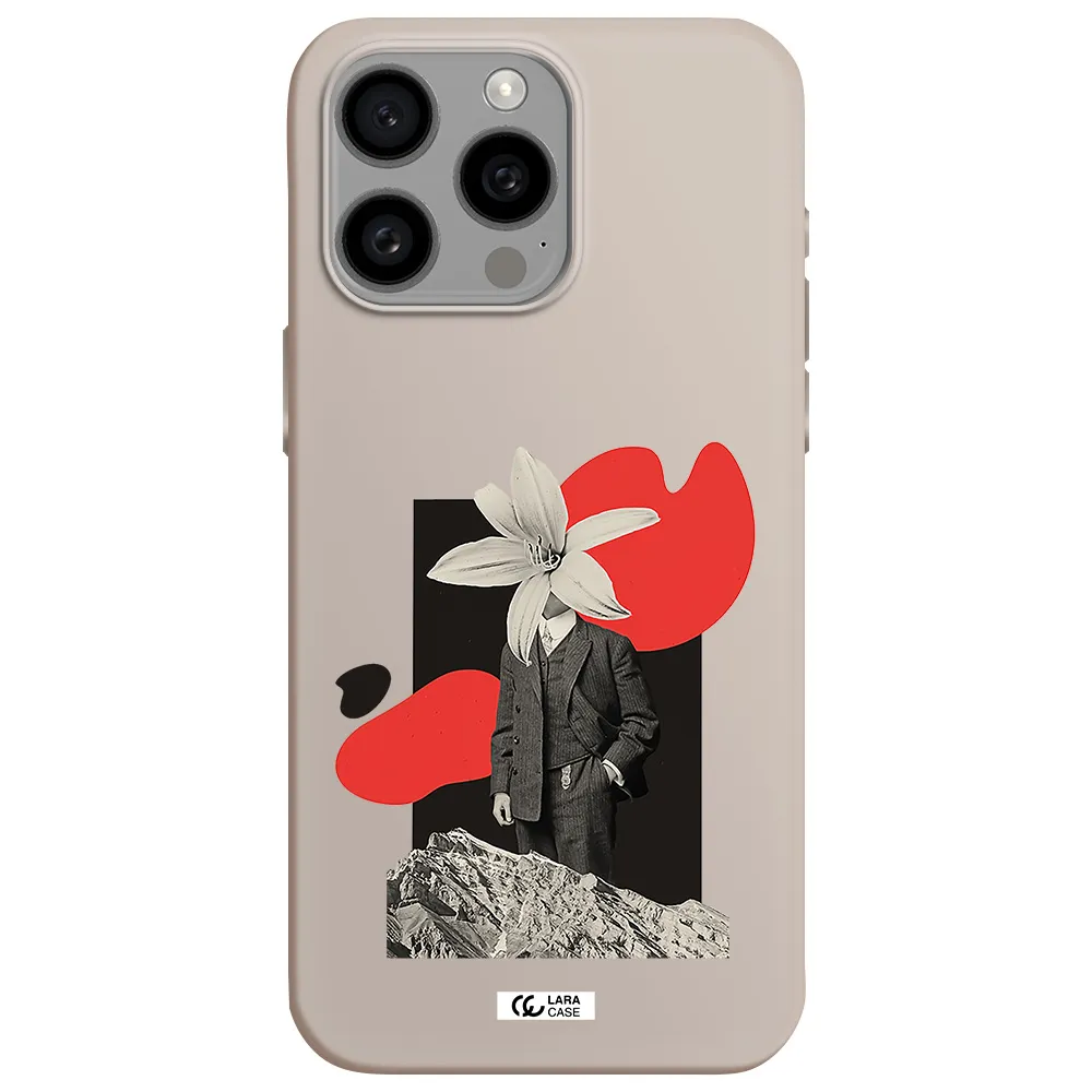 a man in a suit with a flower head Apple Iphone 15 Pro max Silicone Stone Case