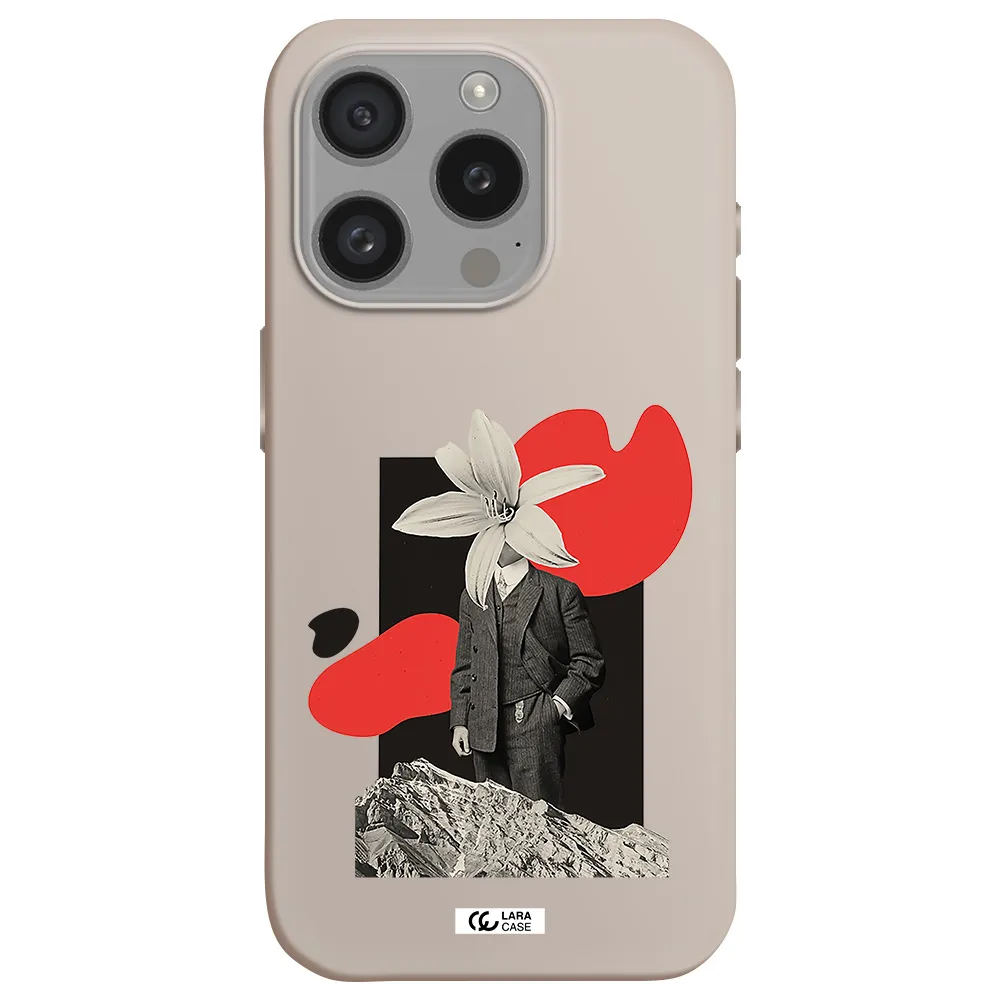 A Man In A Suit With A Flower Head Apple Iphone 15 Pro Silicone Stone Case