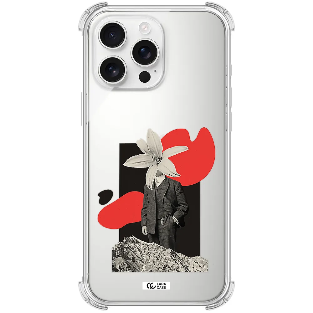 A Man In A Suit With A Flower Head Apple Iphone 16 Pro Max Clear Pc Case