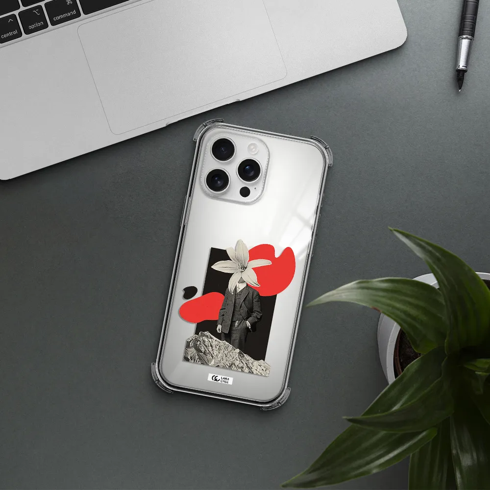 A Man In A Suit With A Flower Head Apple Iphone 16 Pro Max Clear Pc Case