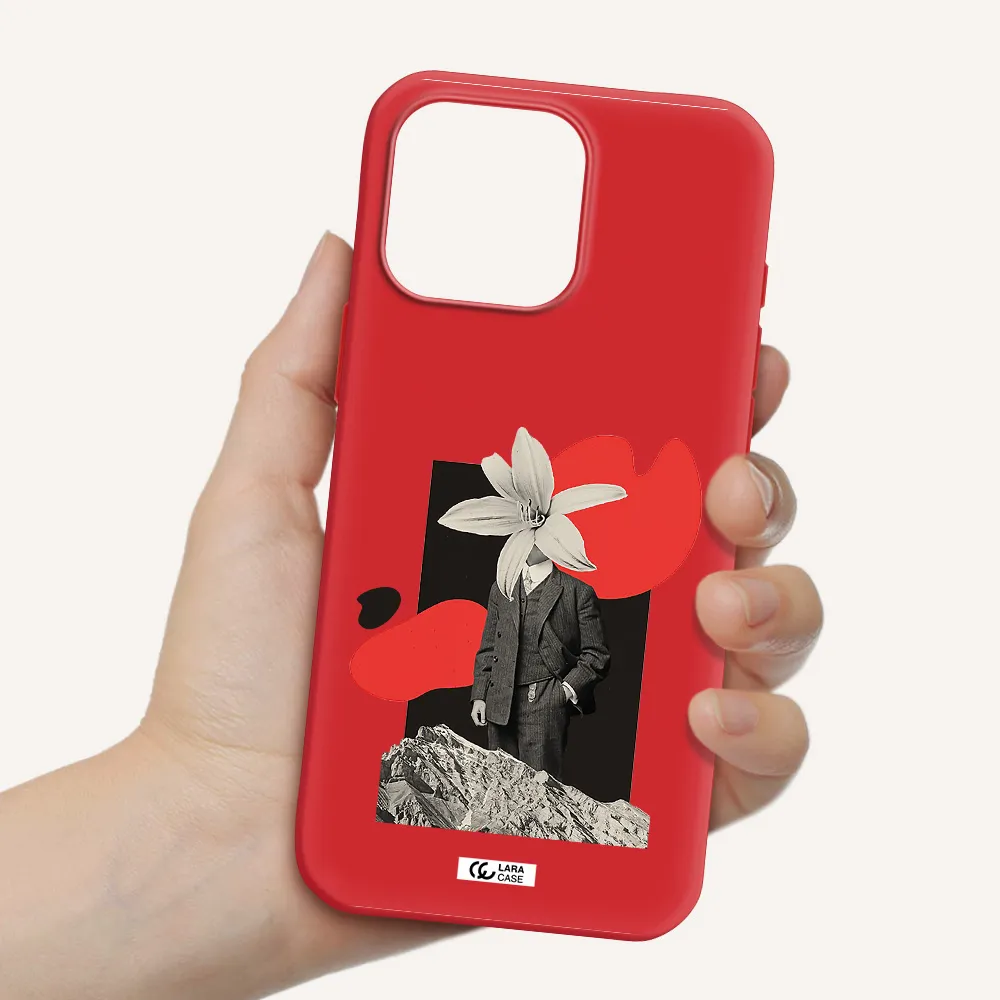 A Man In A Suit With A Flower Head Apple Iphone 16 Pro Max Silicone Stone Case