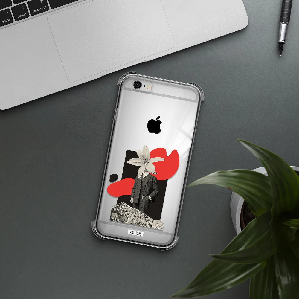 a man in a suit with a flower head Apple iPhone 6 Clear PC Case