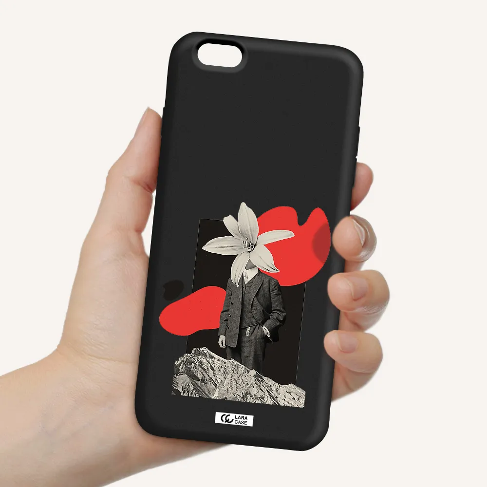 a man in a suit with a flower head Apple iPhone 6 plus Silicone black Case