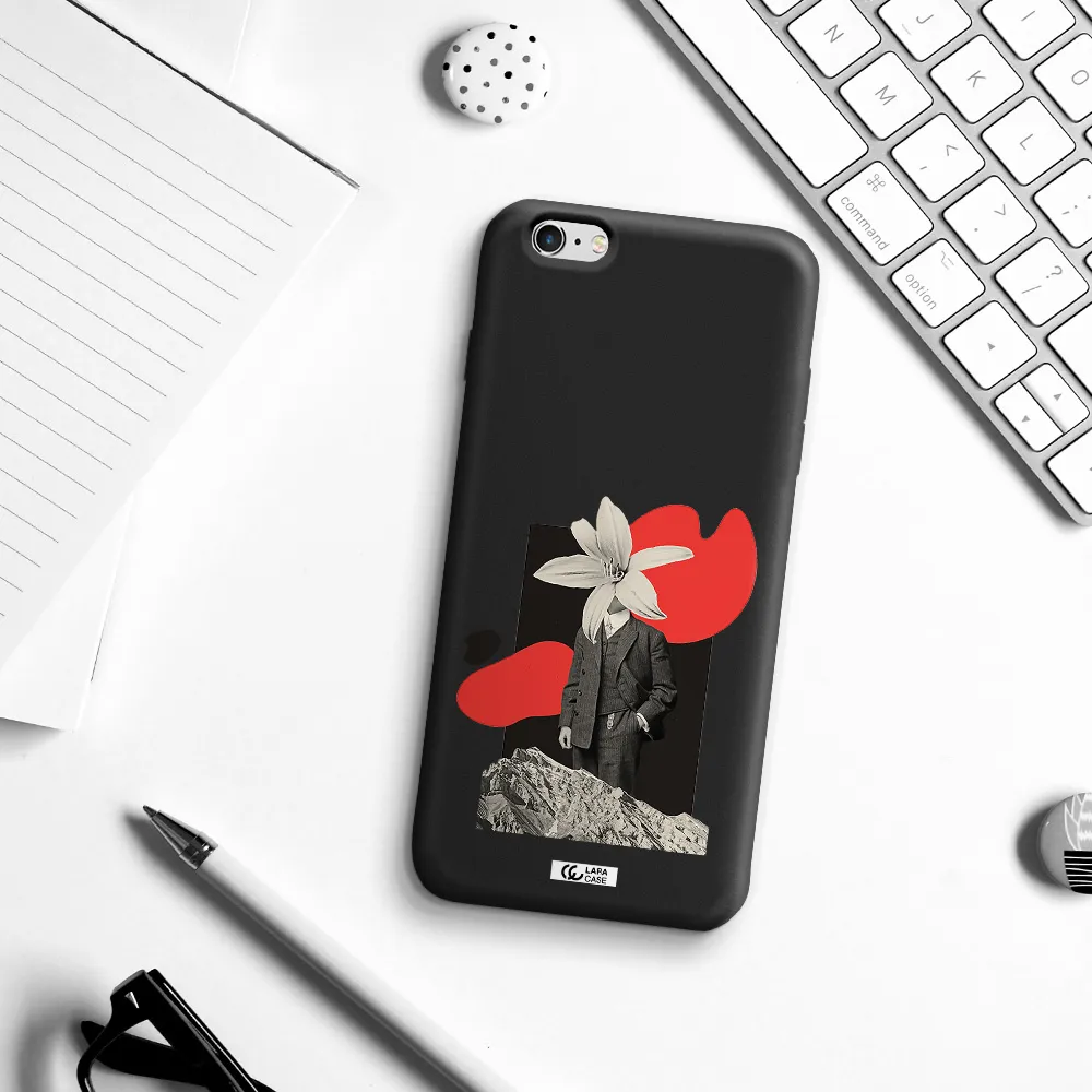 a man in a suit with a flower head Apple iPhone 6 plus Silicone black Case