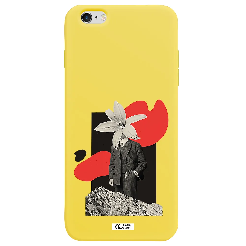 a man in a suit with a flower head Apple iPhone 6 plus Silicone canary yellow Case