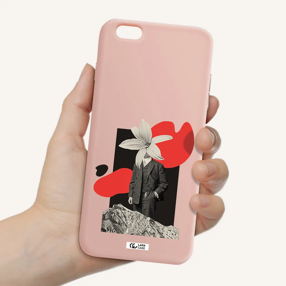 a man in a suit with a flower head Apple iPhone 6 plus Silicone pastel pink Case