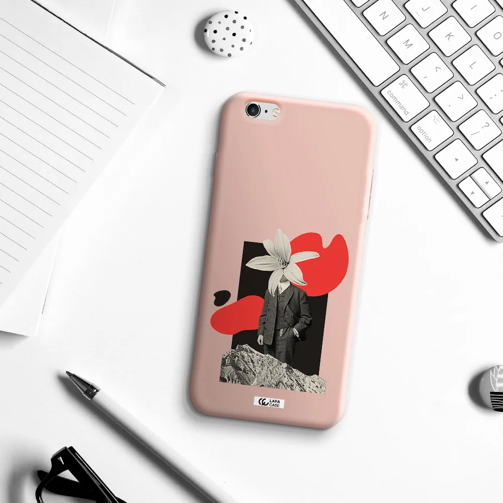 a man in a suit with a flower head Apple iPhone 6 plus Silicone pastel pink Case