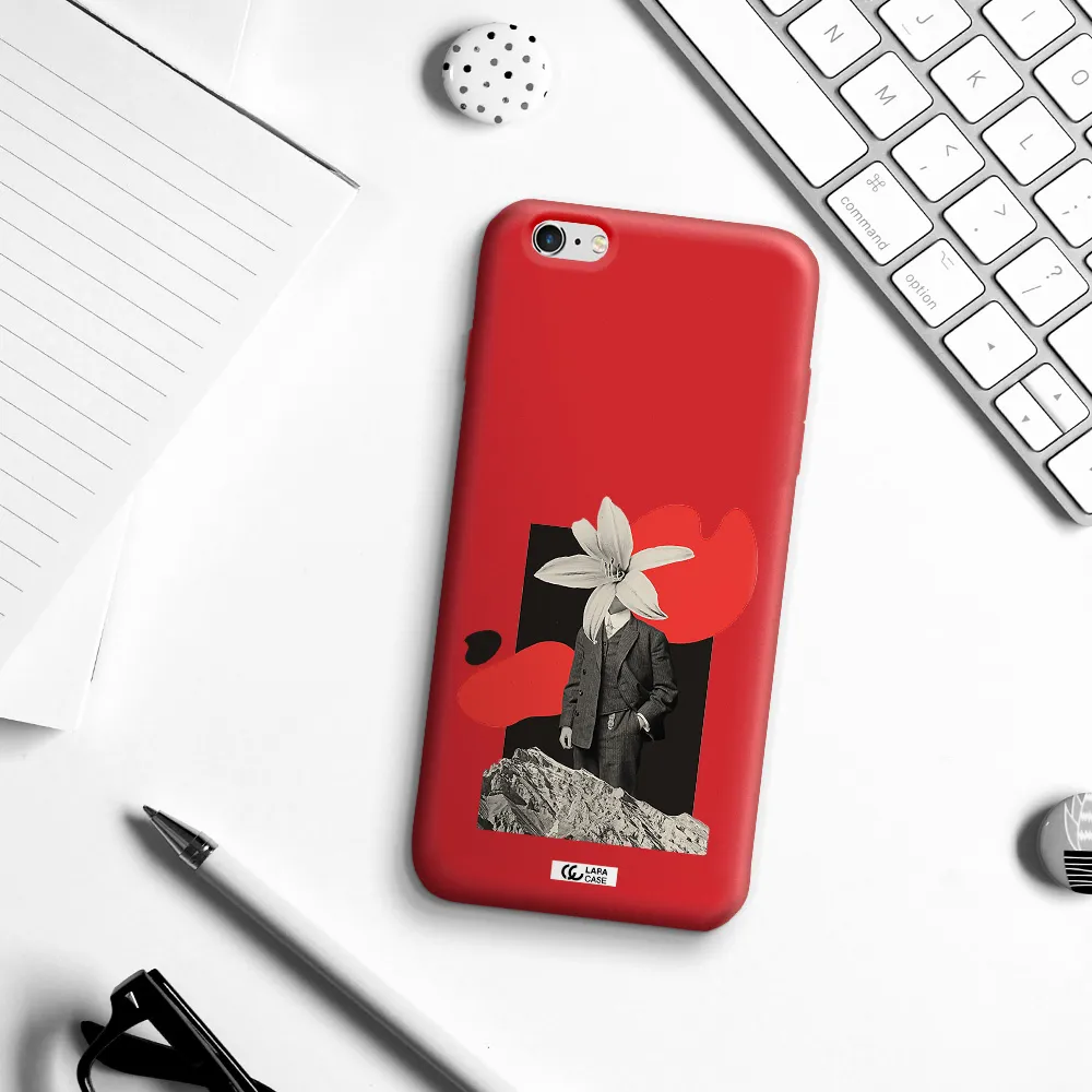 a man in a suit with a flower head Apple iPhone 6 s plus Silicone Imperial Red Case