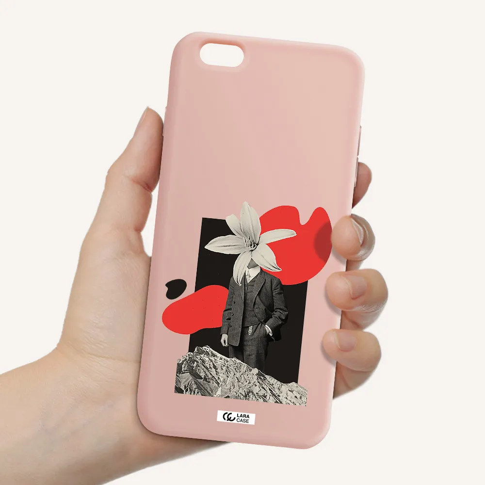 a man in a suit with a flower head Apple iPhone 6 s plus Silicone pastel pink Case