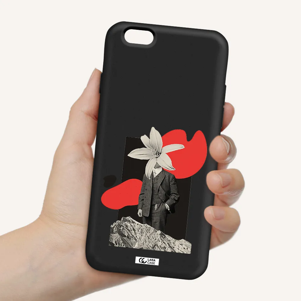a man in a suit with a flower head Apple iPhone 6 Silicone black Case
