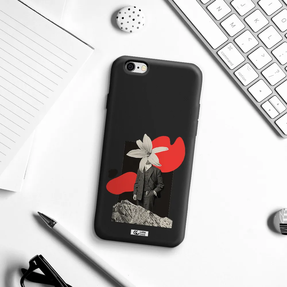 a man in a suit with a flower head Apple iPhone 6 Silicone black Case