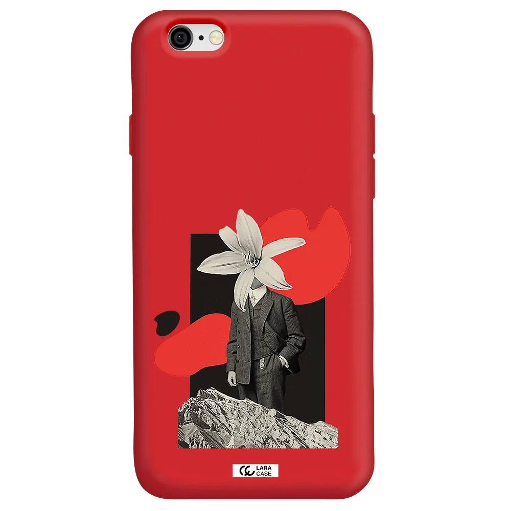 a man in a suit with a flower head Apple iPhone 6 Silicone Imperial Red Case