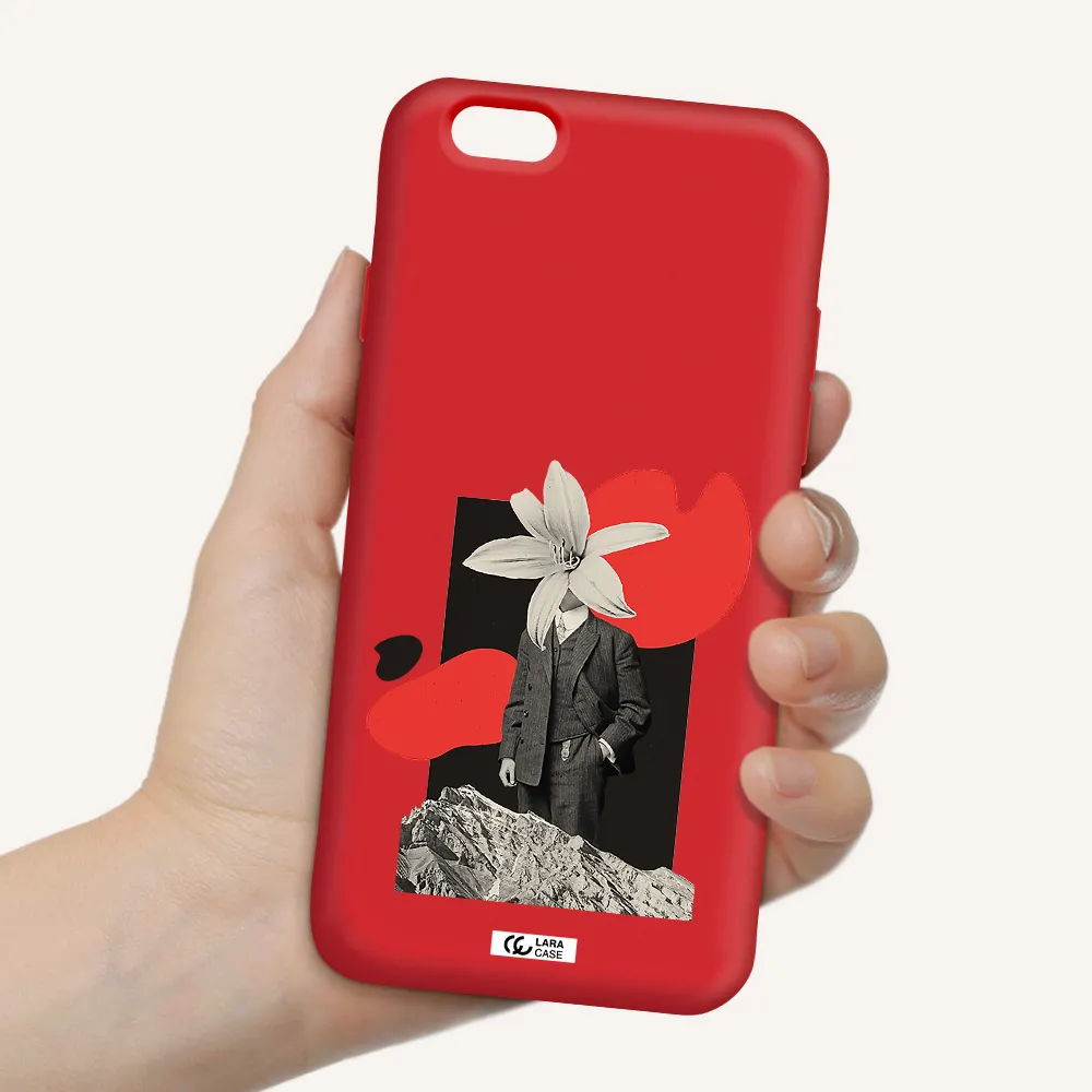 a man in a suit with a flower head Apple iPhone 6 Silicone Imperial Red Case