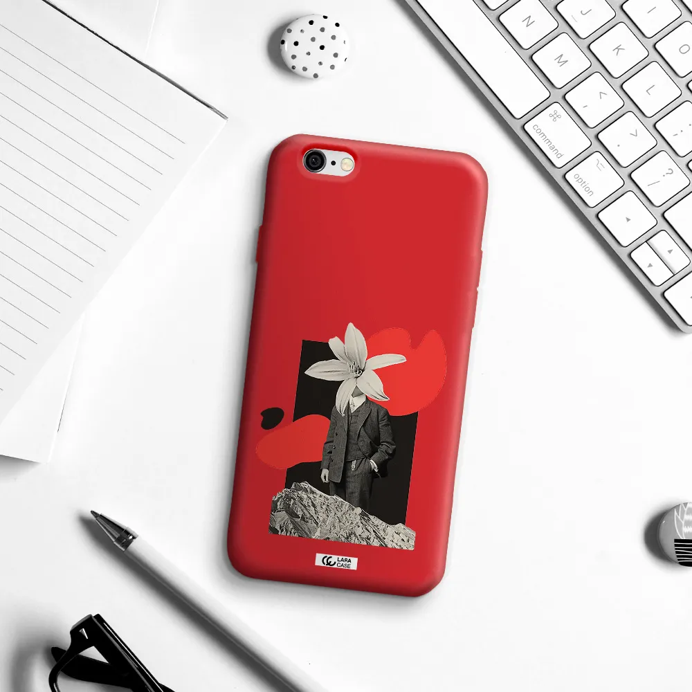 a man in a suit with a flower head Apple iPhone 6 Silicone Imperial Red Case