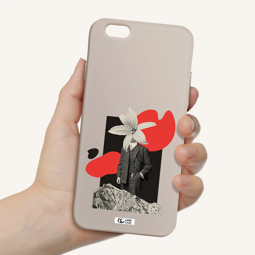 a man in a suit with a flower head Apple iPhone 6 Silicone Stone Case