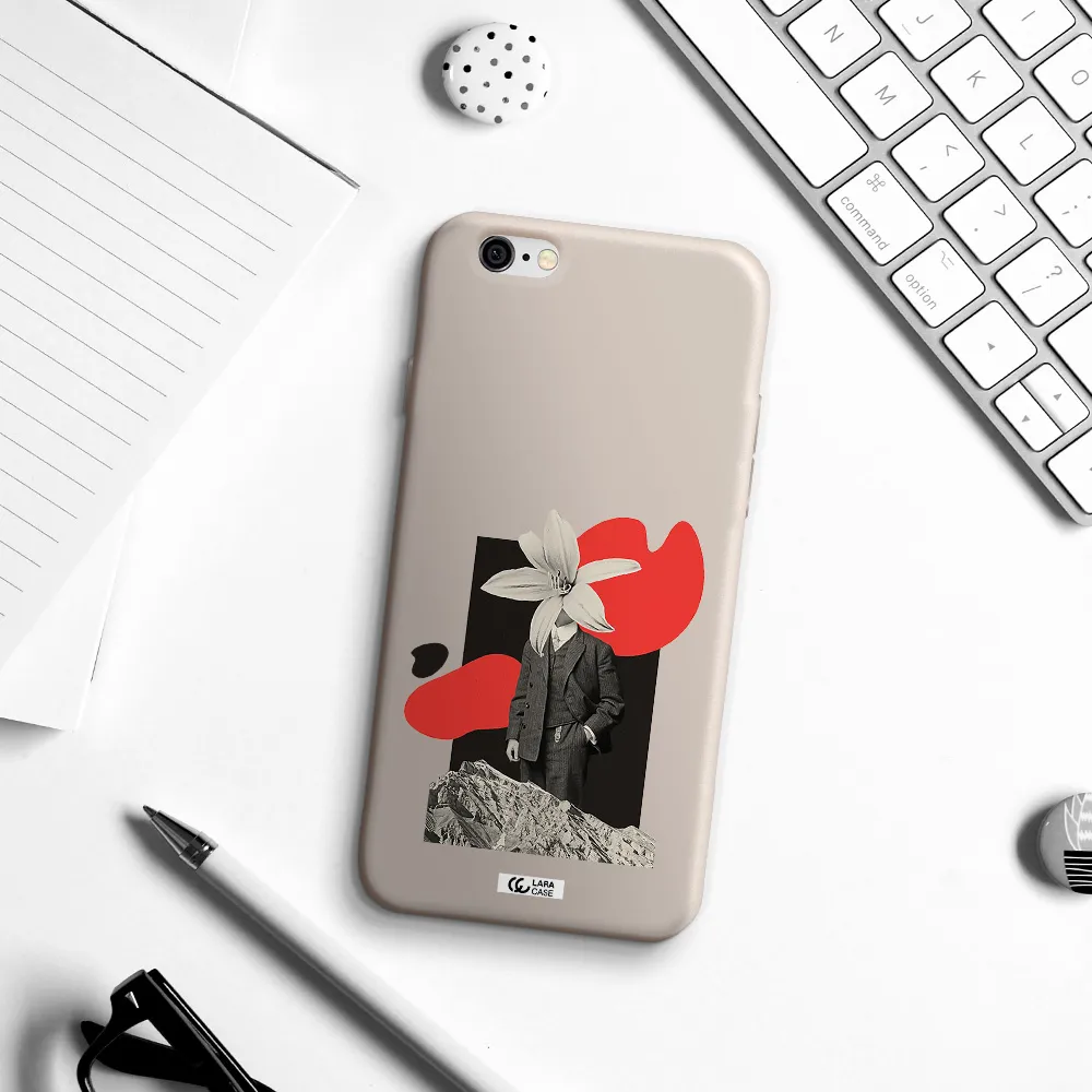 a man in a suit with a flower head Apple iPhone 6 Silicone Stone Case