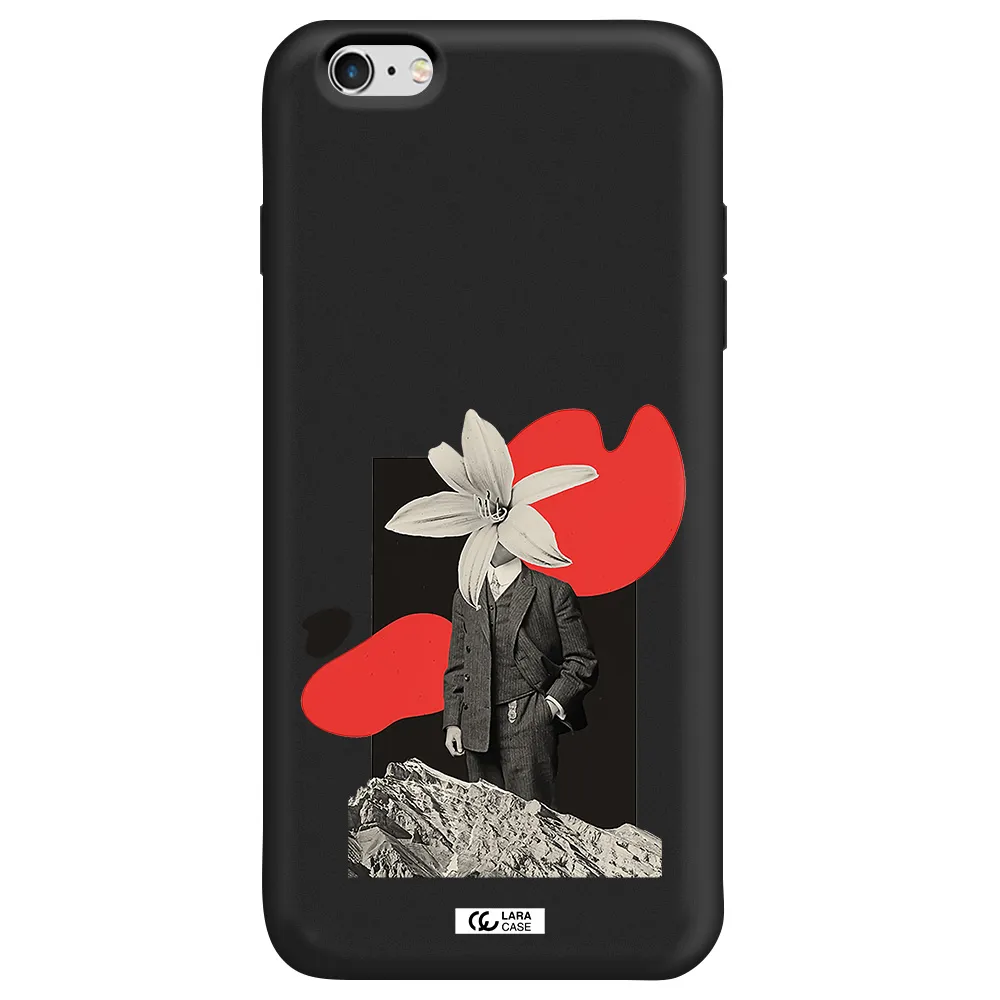 a man in a suit with a flower head Apple iPhone 6S Silicone black Case
