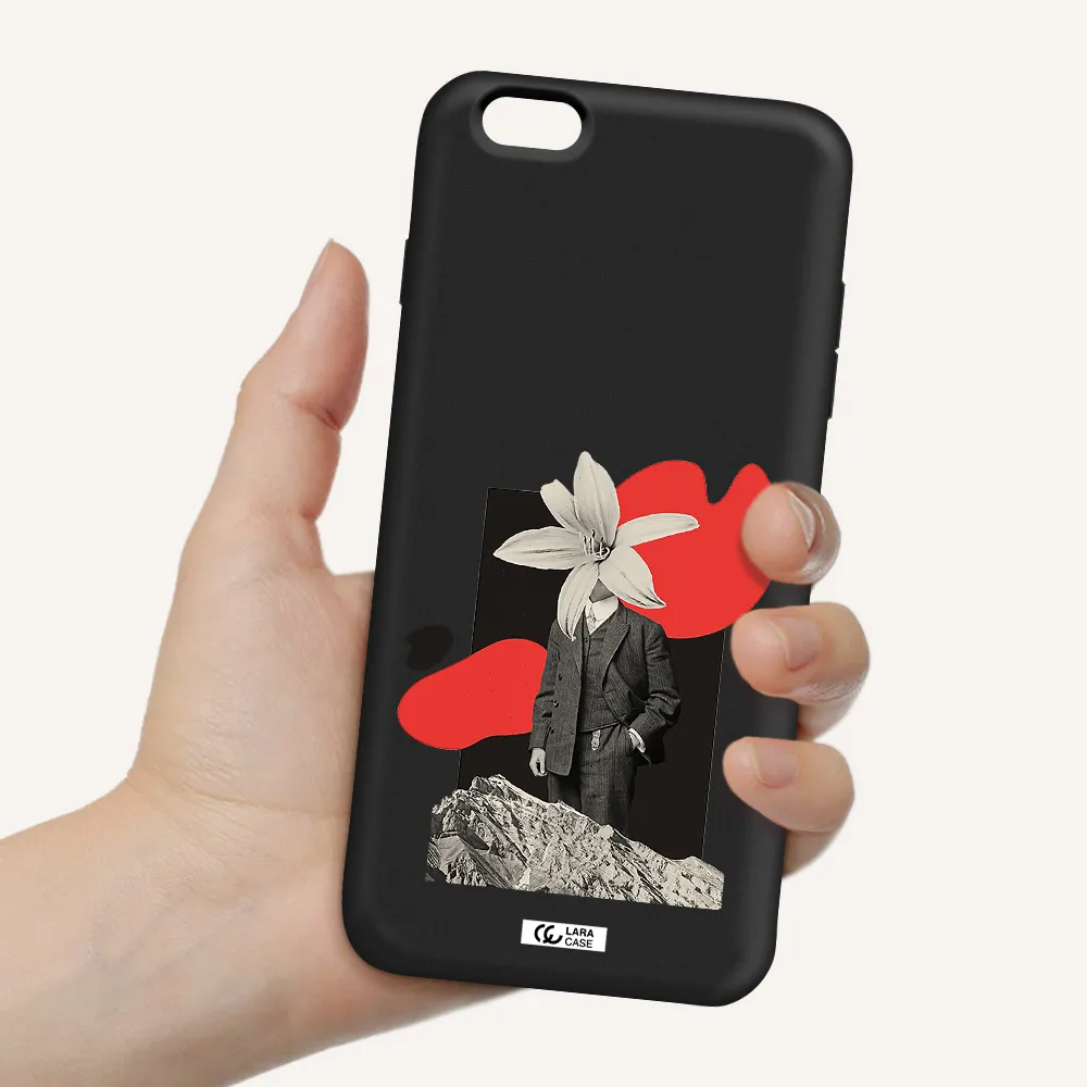 a man in a suit with a flower head Apple iPhone 6S Silicone black Case