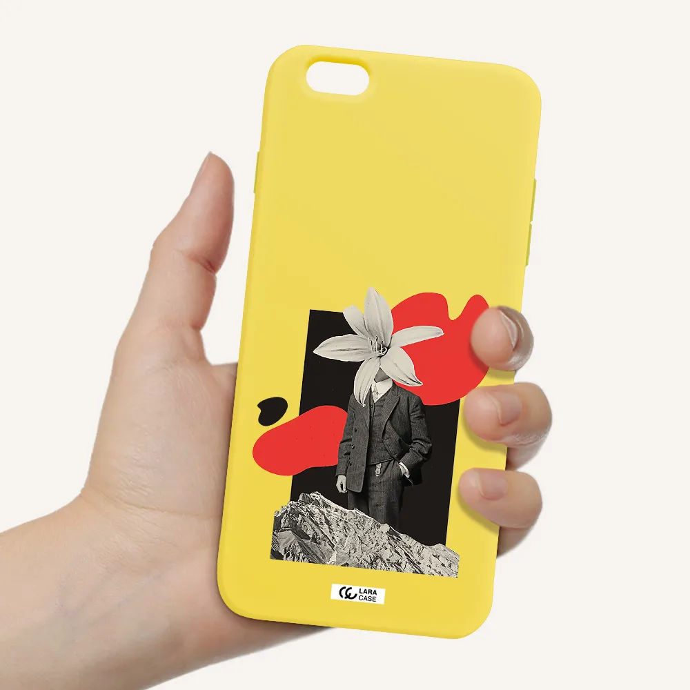 a man in a suit with a flower head Apple iPhone 6S Silicone canary yellow Case