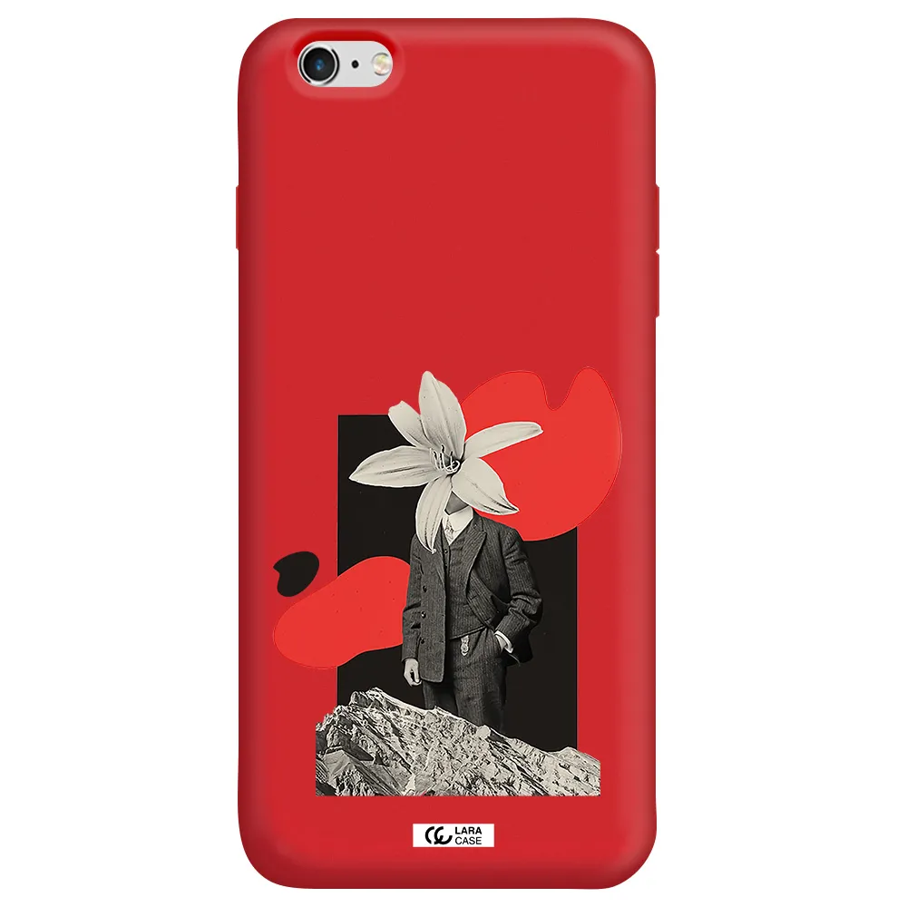 a man in a suit with a flower head Apple iPhone 6S Silicone Imperial Red Case
