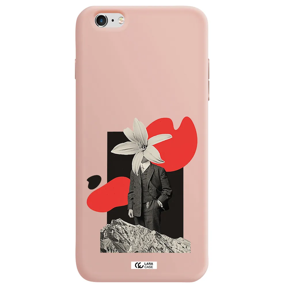 a man in a suit with a flower head Apple iPhone 6S Silicone pastel pink Case