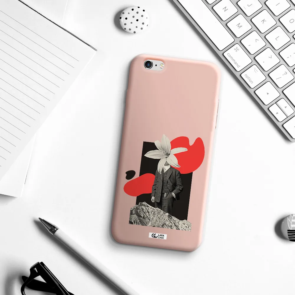 a man in a suit with a flower head Apple iPhone 6S Silicone pastel pink Case