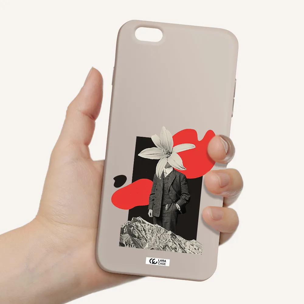 a man in a suit with a flower head Apple iPhone 6S Silicone Stone Case