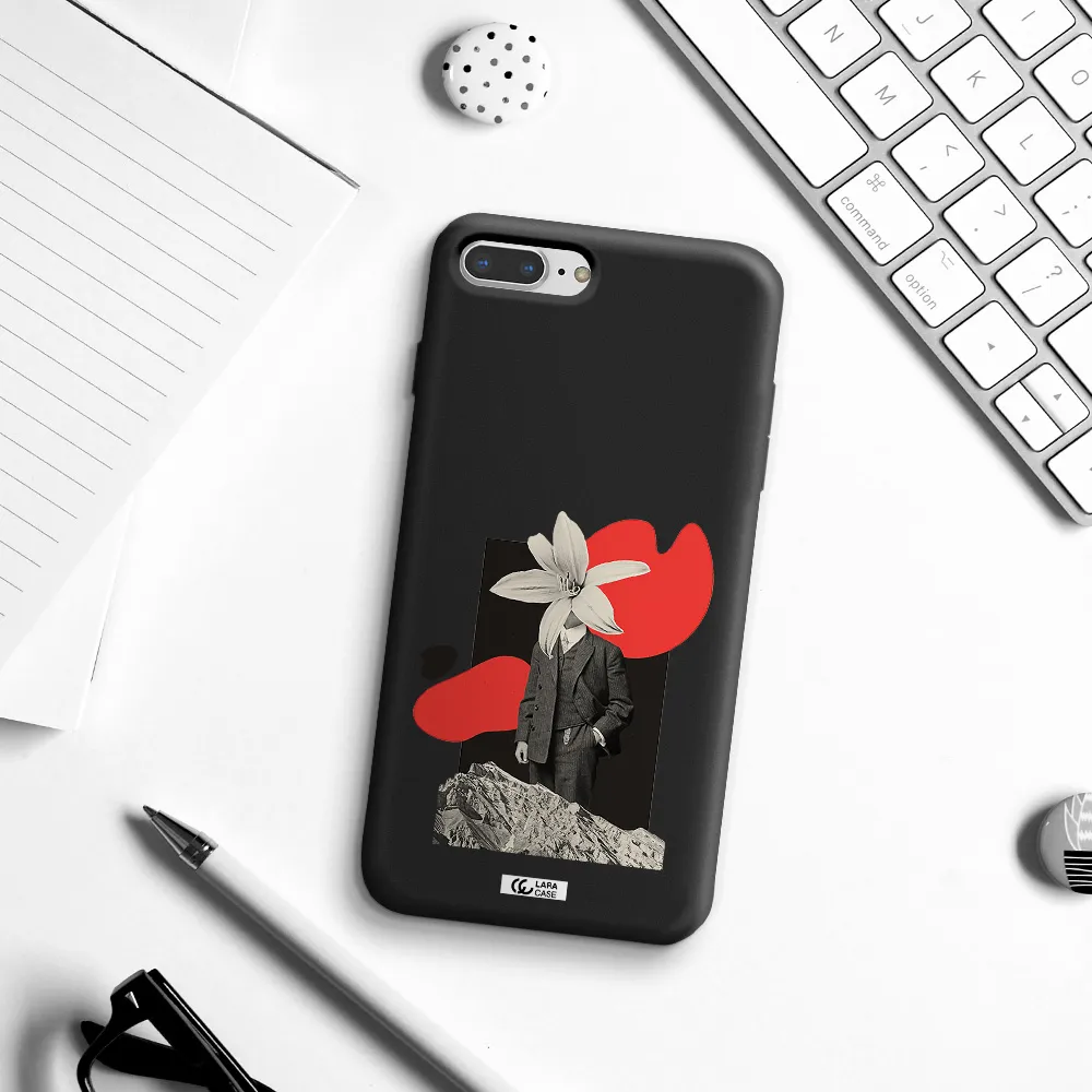 a man in a suit with a flower head Apple iPhone 7 plus Silicone black Case