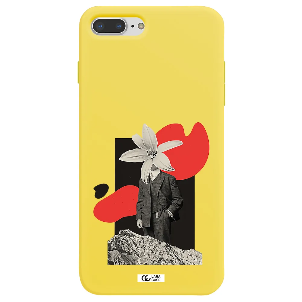 a man in a suit with a flower head Apple iPhone 7 plus Silicone canary yellow Case
